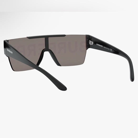 Burberry Black Plastic Rectangle Sunglasses Gold Mirror Lens - Picture 5 of 11